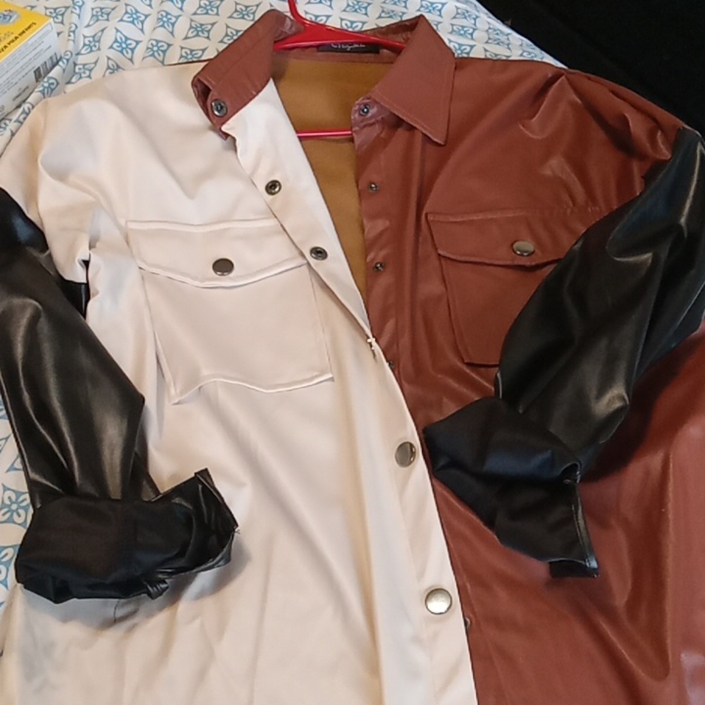 Faux Leather Button up Shirt